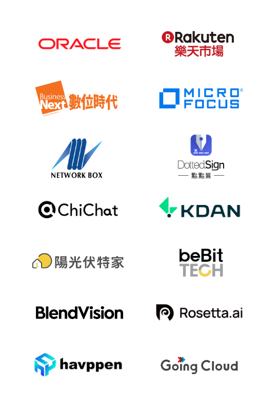 Enspyre-安石國際- 客戶肯定-Oracle、Network-Box、Microfocus、BusinessNext 數位時代、Chi-Chat、Going Cloud、Blend Vision、Bebit Tech、havppen、樂天、歪國零食嘴、陽光伏特家、KDAN DottedSign 點點簽、Rosetta.ai